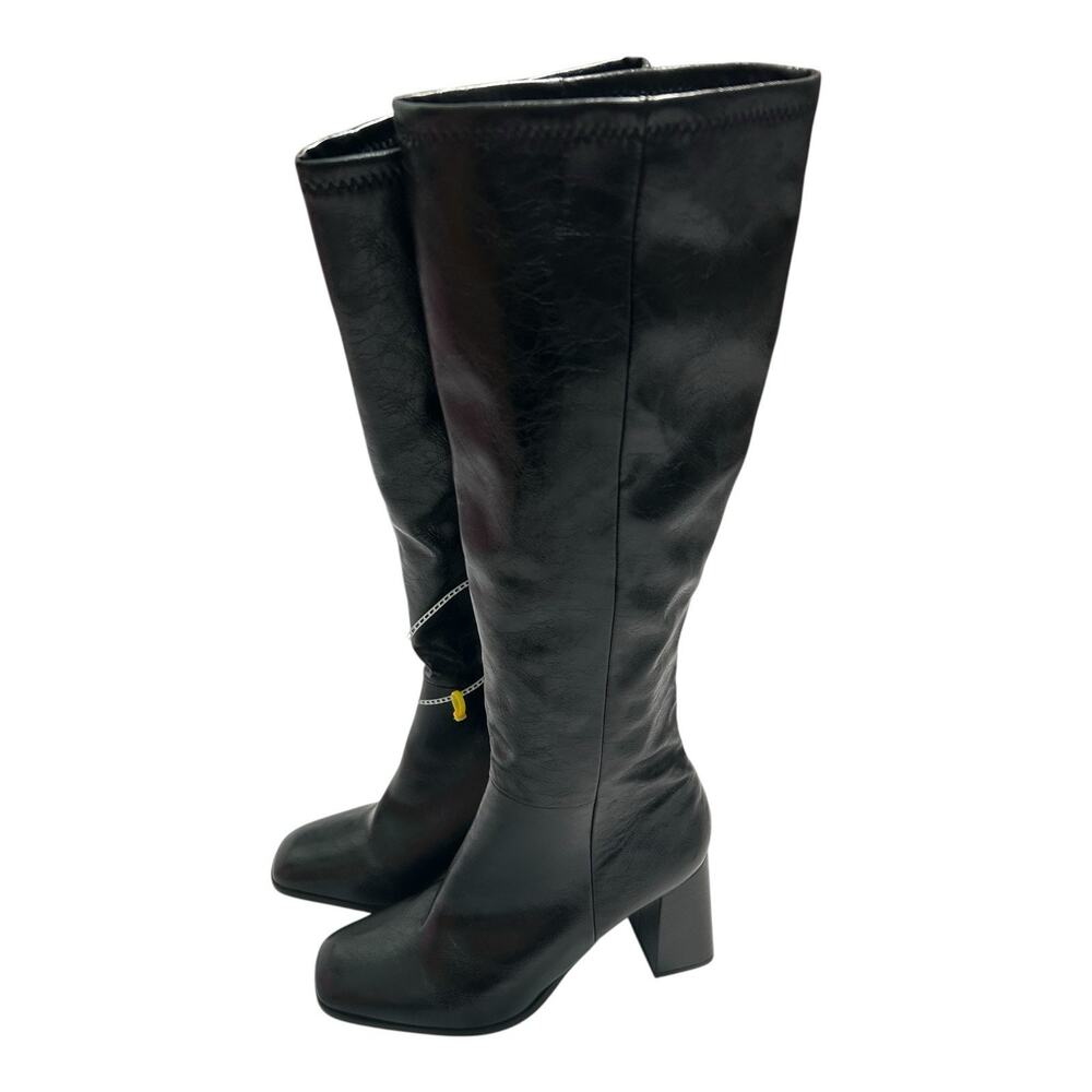 Steve Madden Sz 8.5 M Livah Women's Boots Knee High Square Toe Black Block Heel - Picture 4 of 11
